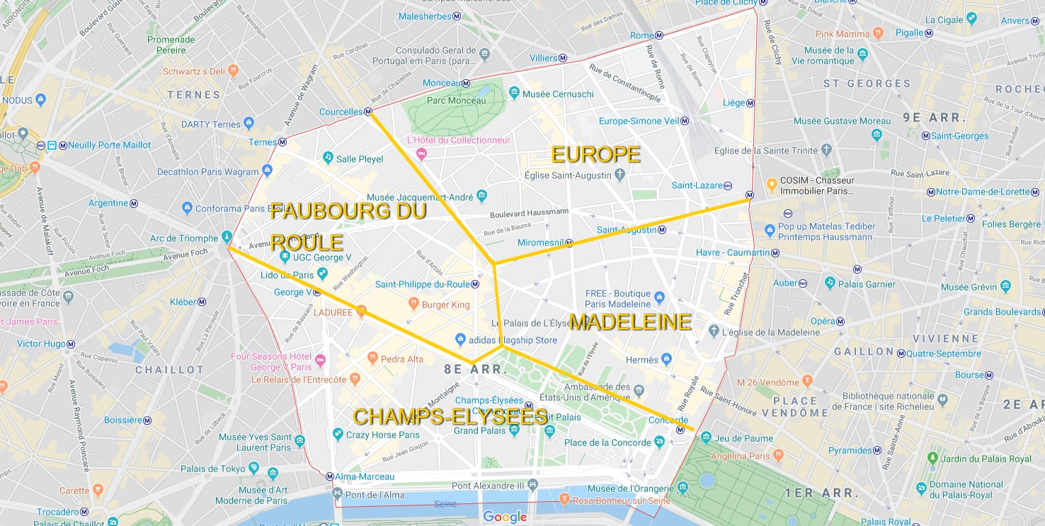 Plan du 8ème arrondissement