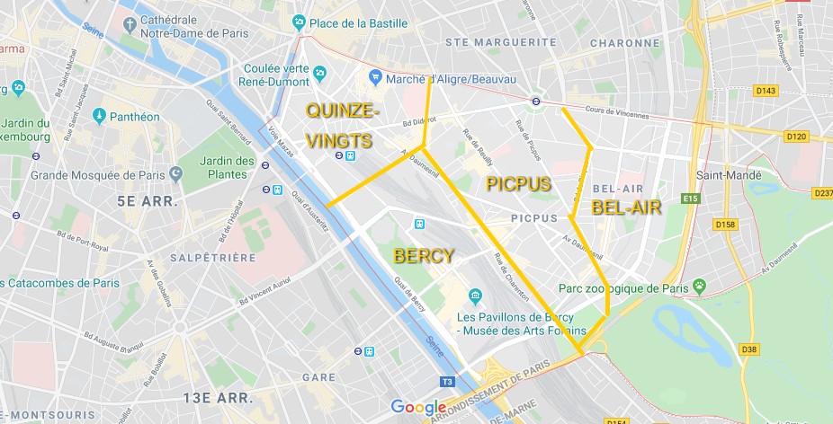 Plan du 12ème arrondissement