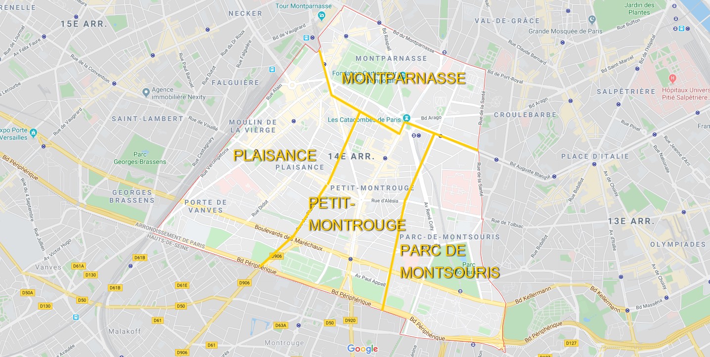 Plan du 14ème arrondissement