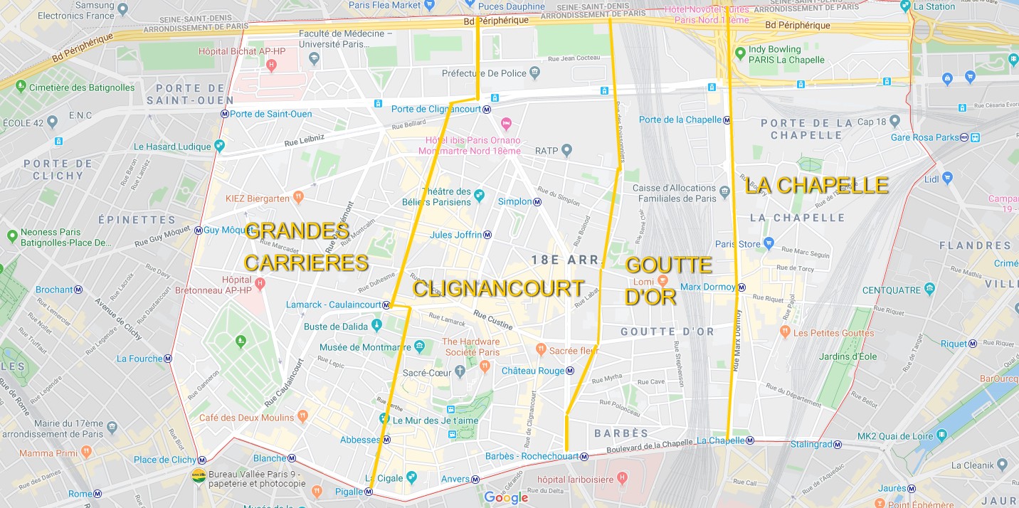 Plan du 18ème arrondissement