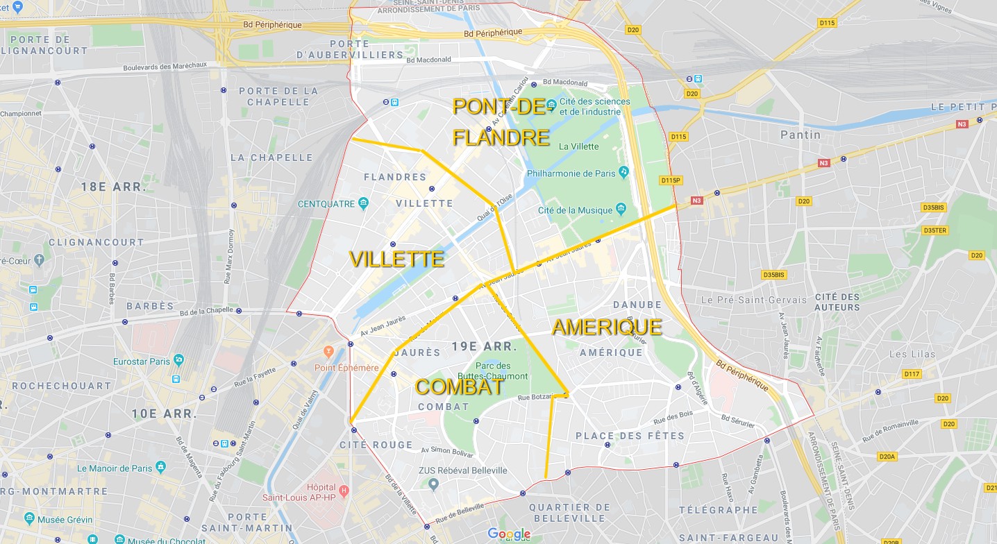 Plan du 19ème arrondissement