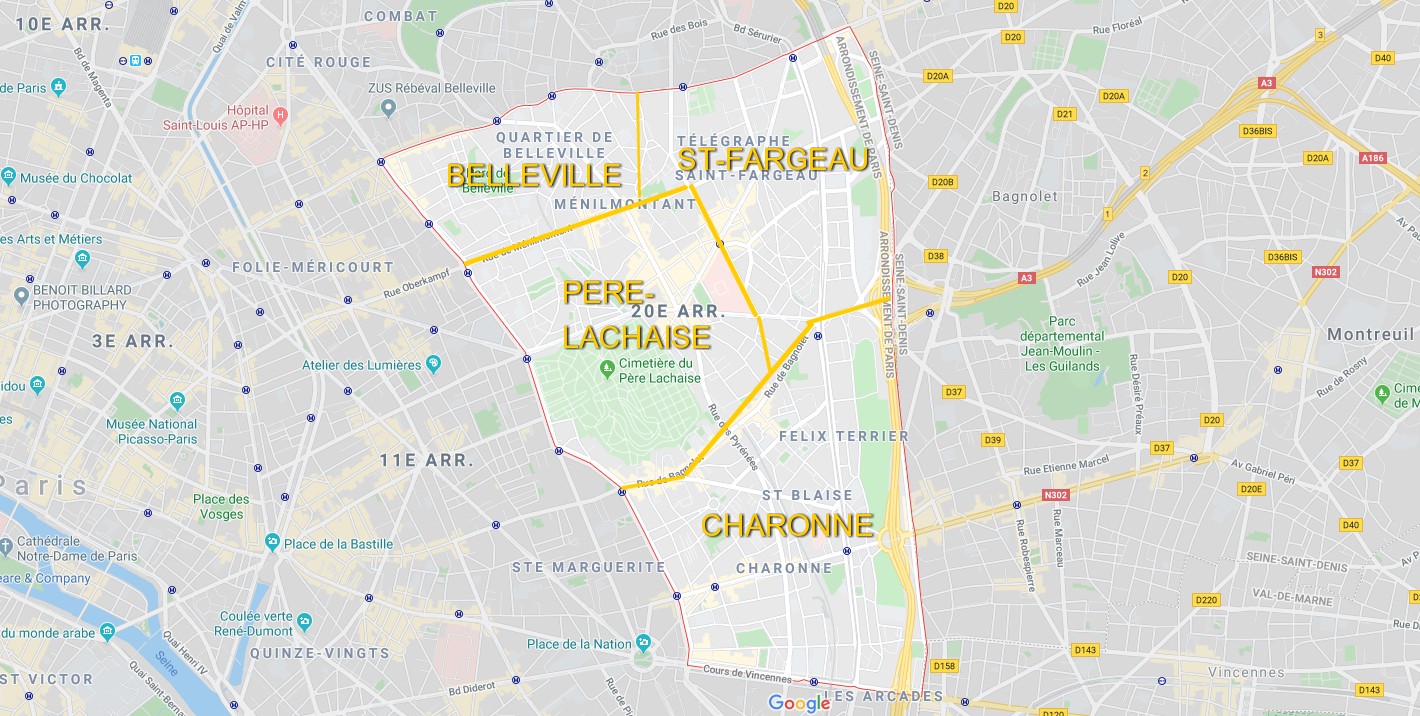 Plan du 20ème arrondissement